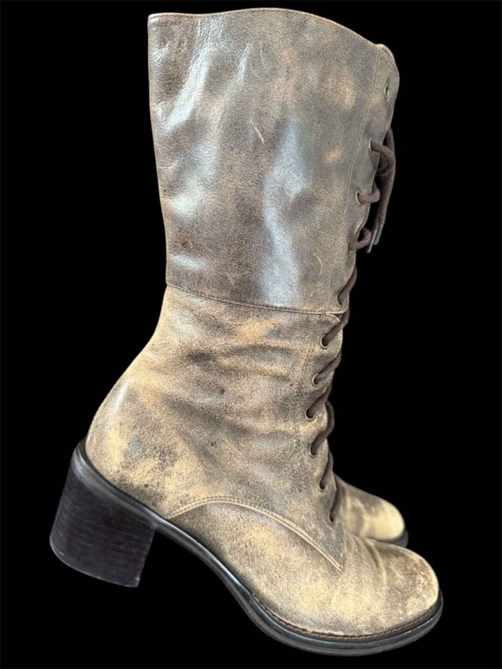 Vintage Pazzo Distressed Look Lace up Boots - Picture 7 of 17